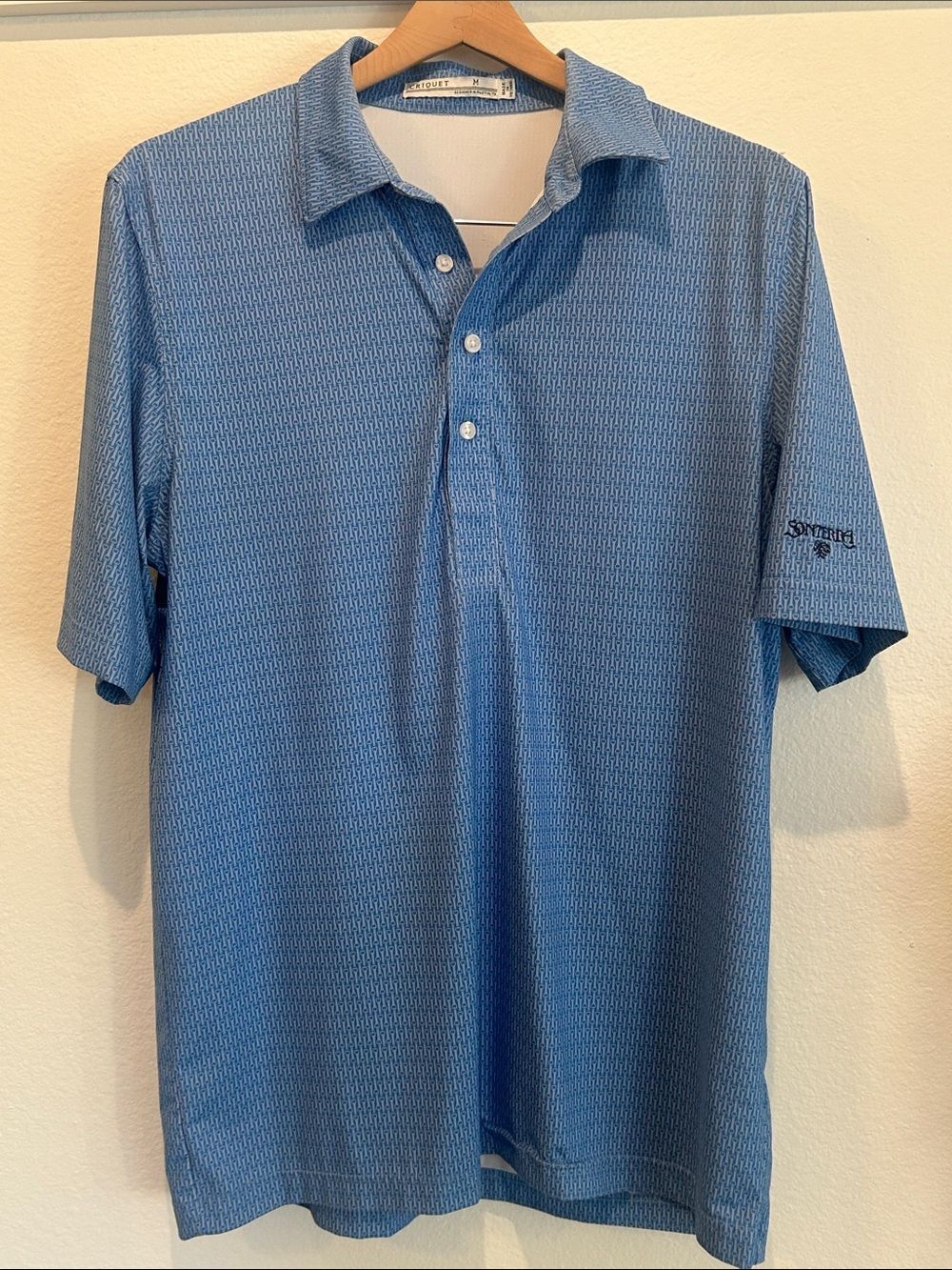 Criquet Men's Light Blue Bottle Opener Patterned Polo